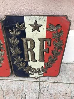 Lot Ancienne Enseigne plaque tôle RF République Française mairie Porte Drapeau