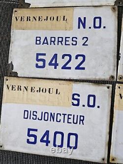 Lot De 7 Plaques Émaillé Industrielle HBL Puit Vernejoul Année 50