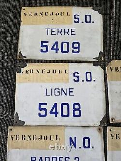 Lot De 7 Plaques Émaillé Industrielle HBL Puit Vernejoul Année 50