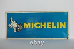 Lot de 3 plaques en tôle Michelin, Dunlop, Mobil les trois Vintage