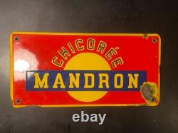 MANDRON CHICOREE. Plaque plate tôle émaillée- 1430 cm- Année 47