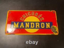 MANDRON CHICOREE. Plaque plate tôle émaillée- 1430 cm- Année 47