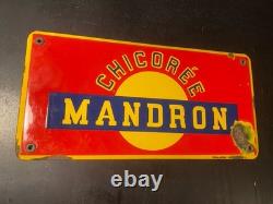 MANDRON CHICOREE. Plaque plate tôle émaillée- 1430 cm- Année 47
