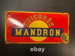 MANDRON CHICOREE. Plaque plate tôle émaillée- 1430 cm- Année 47