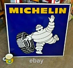 MICHELIN plaque émaillée pneus deco garage bibendum ancien logo enamel sign