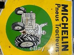Michelin Bonhomme Tracteur Jaune Plaque en Émail Email Signes