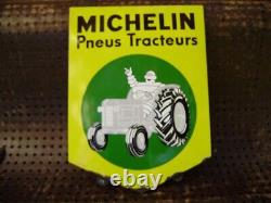 Michelin Plaque Emaillee Ancienne Bibendum Tracteur