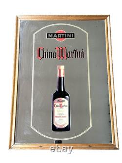 Miroir Publicitaire Vintage MARTINI China Torino Cadre En Bois Années'60-'70