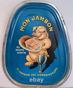 Mon Jambon Couvercle Tôle Lithographiée Cochon Jambe De Bois 1959 France