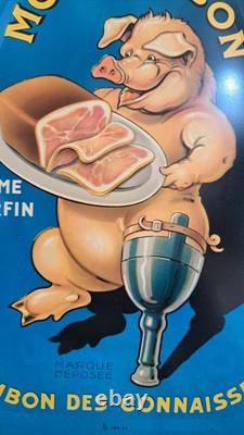 Mon Jambon Couvercle Tôle Lithographiée Cochon Jambe De Bois 1959 France