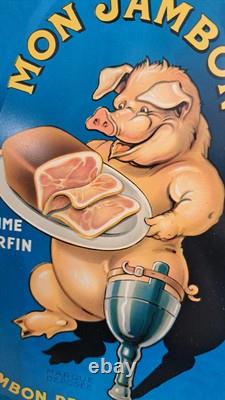 Mon Jambon Couvercle Tôle Lithographiée Cochon Jambe De Bois 1959 France