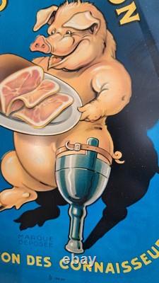 Mon Jambon Couvercle Tôle Lithographiée Cochon Jambe De Bois 1959 France