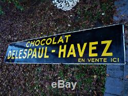Monumentale Ancienne Plaque émaillée CHOCOLAT DELESPAUL HAVEZ strasbourg 3mètres