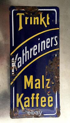 Orig. Emaileschild Boire Kathreiner's Café Porte ca. 1920 Env. 8 x 16cm