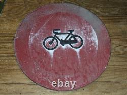 PANNEAU de SIGNALISATION EMAILLE ANCIEN Velo Bicyclette en relief 45 Cm