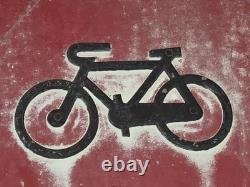 PANNEAU de SIGNALISATION EMAILLE ANCIEN Velo Bicyclette en relief 45 Cm