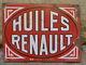 PLAQUE EMAILLEE ANCIENNE HUILES RENAULT ANNEES 30 / AUTOMOBILIA 30th