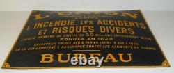 -PLAQUE EMAILLEE BOMBEE Jaune Fond Noir L'UNION ASSURANCE 1930/40 publicité pub