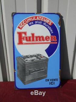 PLAQUE EMAILLEE Batterie, accumulateur FULMEN EPOQUE 1950/60