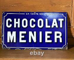 PLAQUE EMAILLEE CHOCOLAT MENIER ANCIENNE, signée Japy Freres