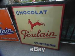 Plaque Emaillee Chocolat Poulain (emaillerie Alsacienne)