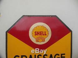 Plaque Emaillee De Garage Huile Shell