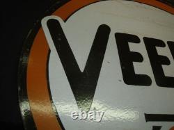 PLAQUE EMAILLEE EN POTENCE HUILE VEEDOL bidon oil can pompe essence gas pump