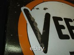 PLAQUE EMAILLEE EN POTENCE HUILE VEEDOL bidon oil can pompe essence gas pump