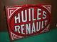 PLAQUE EMAILLEE HUILE RENAULT 1932 bidon oil can pompe pump esso bp shell azur