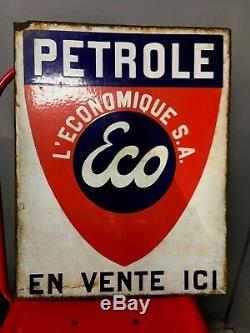 PLAQUE EMAILLEE PETROLE ECO essence émail japy garage avant esso standard huile