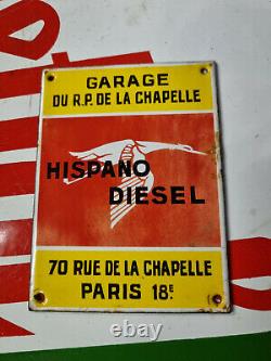 PLAQUE EMAILLEE garage HISPANO DIESEL Paris 18