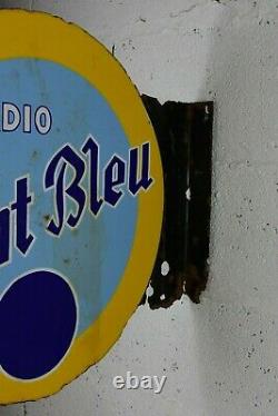 PLAQUE EMAILLEE radio le point bleu double face
