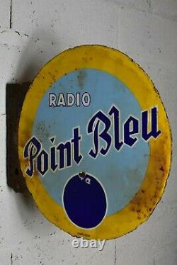 PLAQUE EMAILLEE radio le point bleu double face