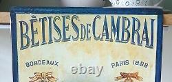 PLAQUE PUBLICITAIRE EN TOLE LITHOGRA BETISES DE CAMBRAI / AFCHAIN 52 x 30 CM