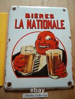 PLAQUE TOLE émaillée LA NATIONALE BIERE ALCOOL BEER BIER EMAIL METAL bières b