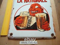 PLAQUE TOLE émaillée LA NATIONALE BIERE ALCOOL BEER BIER EMAIL METAL bières b