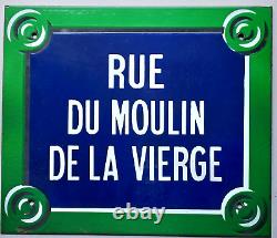 PLAQUE de rue parisienne EMAILLEE Rue du Moulin de la Vierge 14e Arr
