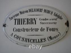 PLAQUE émaillée COUSANCELLES Fabrique FOURS Prè Bar le Duc Commercy Verdun MEUSE