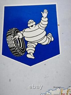 PLAQUE en TOLE PUBLICITAIRE Ancienne MICHELIN X 1965 no émaillée pirelli dunlop