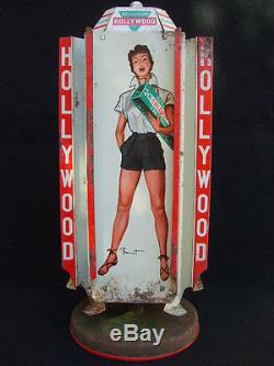 PRESENTOIR HOLLYWOOD CHEWING GUM PIN-UP BRENOT/ TOLE LITHO/ DISTRIBUTEUR /