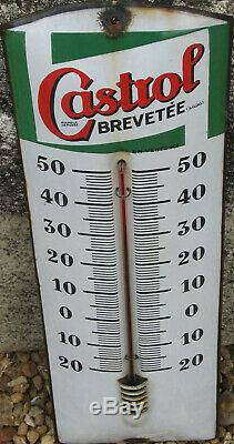 P 865 1 Thermometre Emaille Castrol Bombe Eas Format 14 X 47,5 CM
