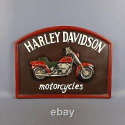 Panneau Bois Harley Davidson Publicitaire Carré Mural Moto Vintage