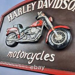Panneau Bois Harley Davidson Publicitaire Carré Mural Moto Vintage