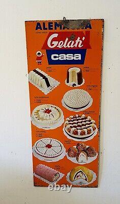 Panneau Publicité Prix Liste Gâteau Glacée Vintage Alemagna Maison Ans 50