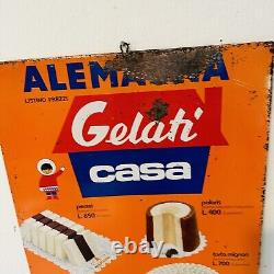 Panneau Publicité Prix Liste Gâteau Glacée Vintage Alemagna Maison Ans 50