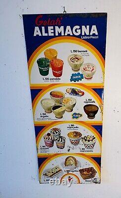 Panneau Publicité Prix Liste Gelati Vintage Alemagna Ans