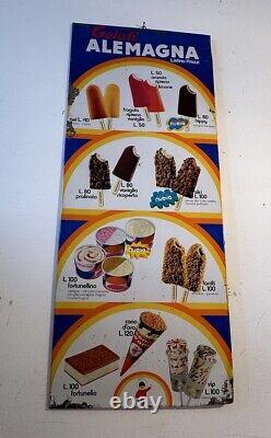Panneau Publicité Prix Liste Gelati Vintage Alemagna Ans'60