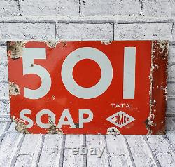 Panneau de signalisation double face en porcelaine émaillée 501 & HAMAM SOAP