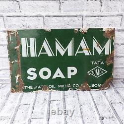 Panneau de signalisation double face en porcelaine émaillée 501 & HAMAM SOAP