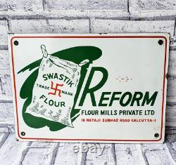 Panneau de signalisation en porcelaine émaillée Vintage Reform Swastik